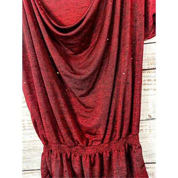 Halo Women's Polyester Spandex Sparkle Sequin Accent Pullover Top Red Medium - Picture 5 of 10